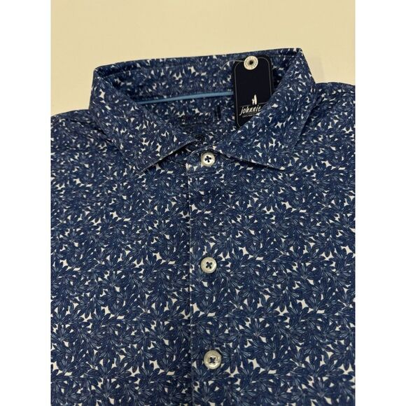 NWT Johnnie-O Bali Floral Printed Jersey Performance Polo Lake Blue LARGE $98 - Picture 2 of 7